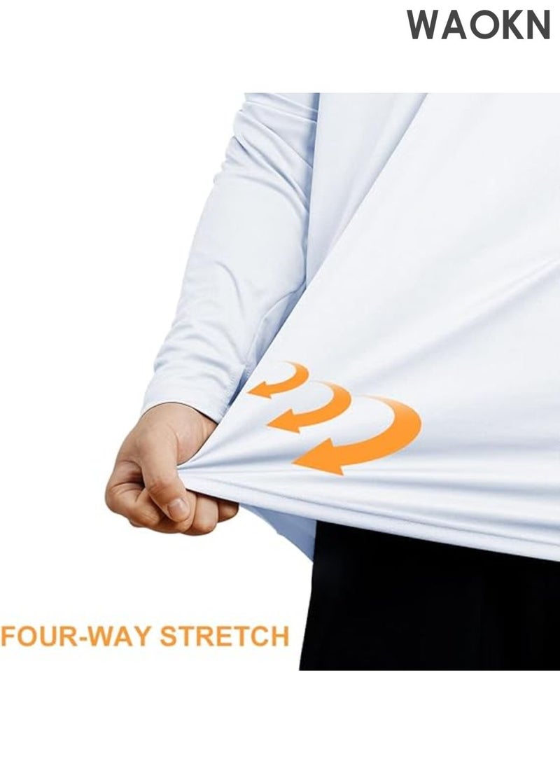 WAOKN Men and women's Hoodies UPF 50+ Sun Protection Performance Long Sleeve T-Shirt , UV Breathable Men and women's UPF 50+  Men and women Sun Protection Swim Hoodie Long Sleeve Quick Dry Outdoor Hoodies , unisex , white . - Image 2